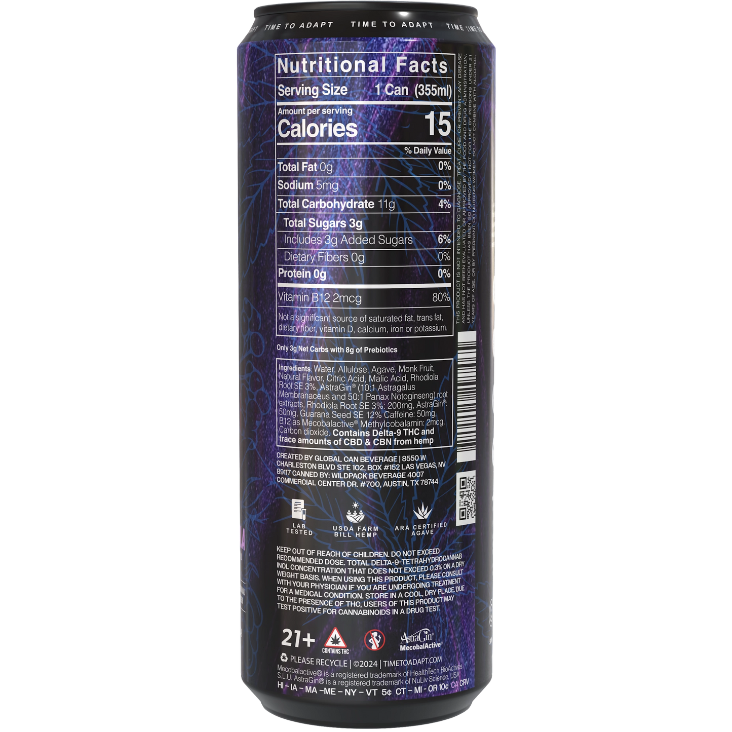 ADAPTAPHORIA Energize Blackberry Cola THC Social Beverage