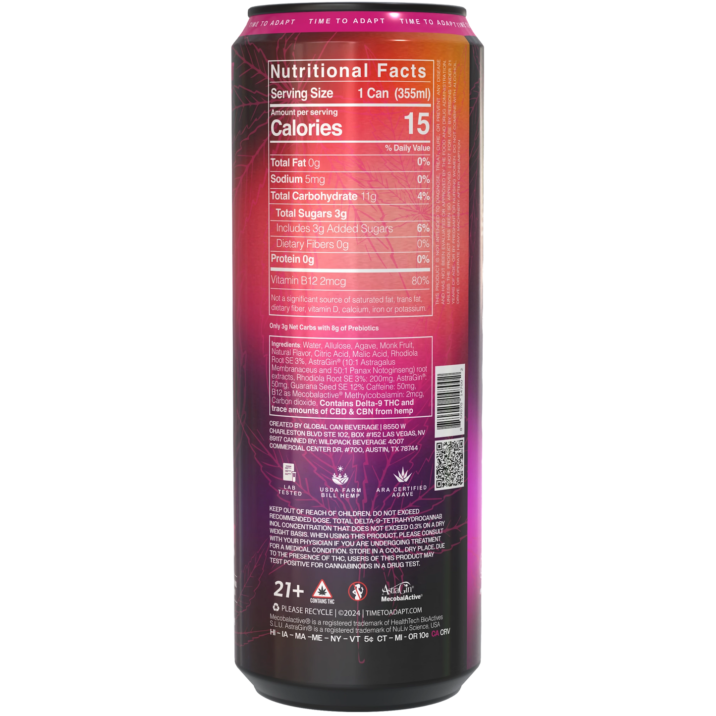 ADAPTAPHORIA Energize Dragon Fruit THC Social Seltzer