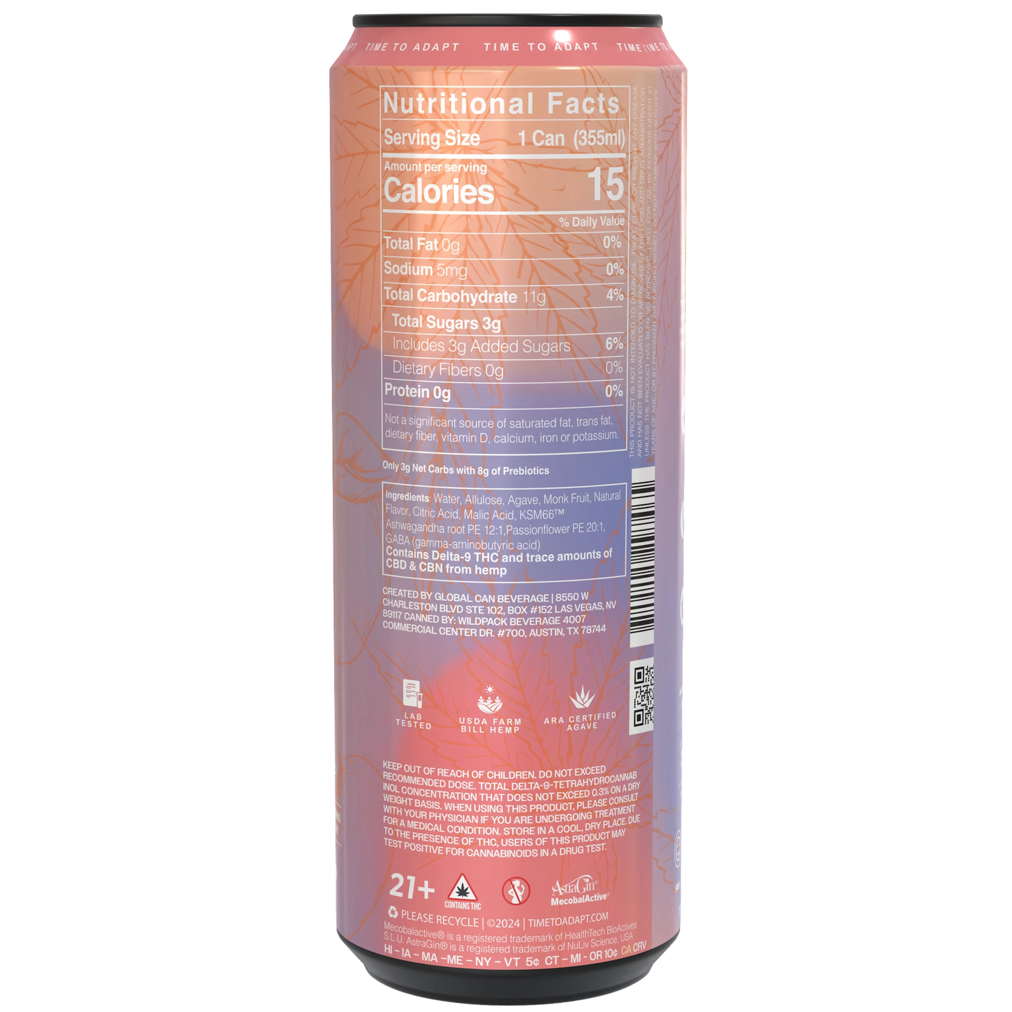 ADAPTAPHORIA Unwind White Peach THC Social Seltzer