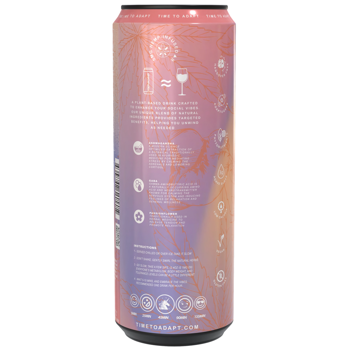 ADAPTAPHORIA Unwind White Peach THC Social Seltzer