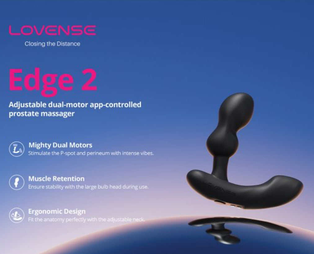 Lovense Edge 2 Flexible Prostate Massager - Black