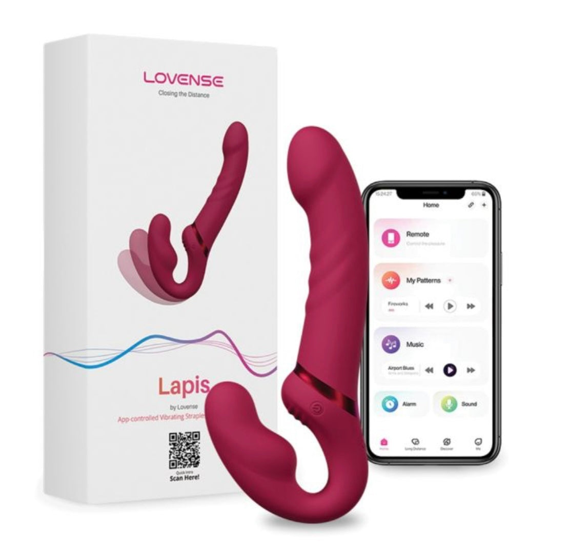 Lovense Lapis Vibrating Strapless Strap On - Pink