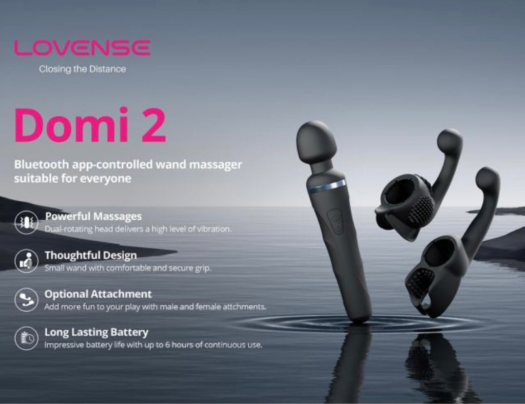 Lovense Domi 2 Flexible Rechargeable Mini Wand - Black