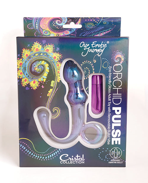 Cristal Orchid Pulse Glass Dildo w/Removable Bullet Vibe - Purple