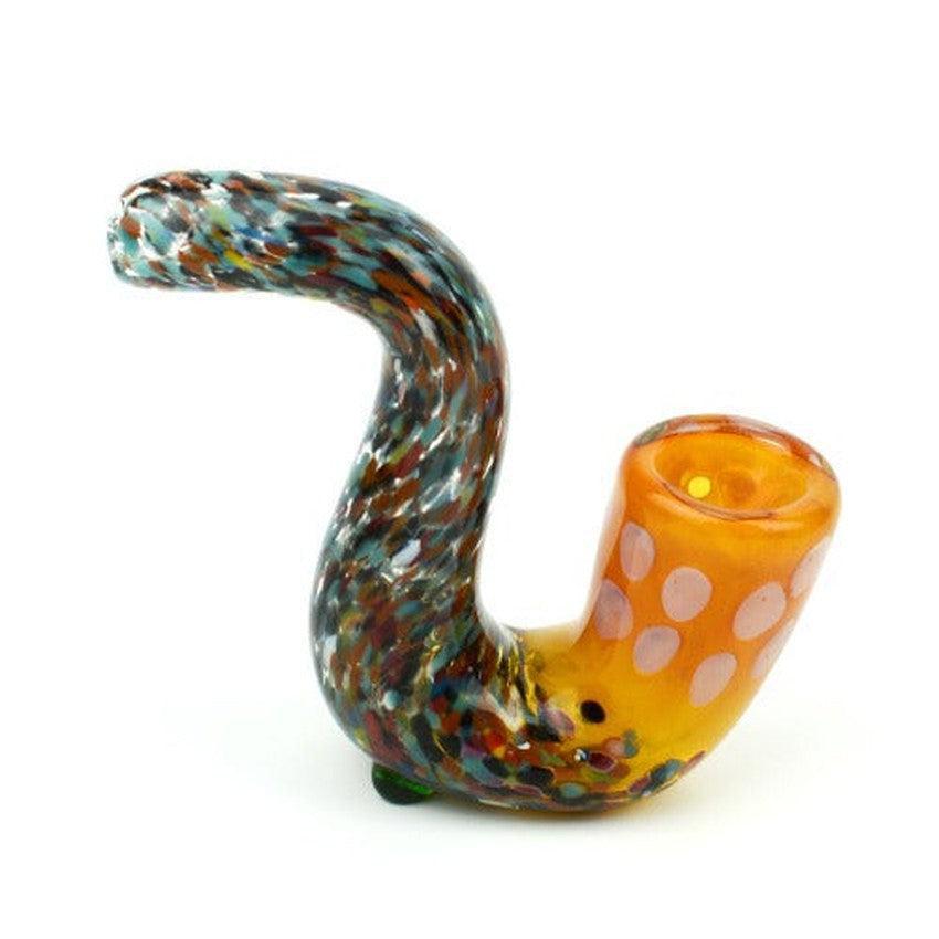 Complete Bind Frit And Head Golden Sherlock Hand Pipe - Design May Vary - (1 Count)