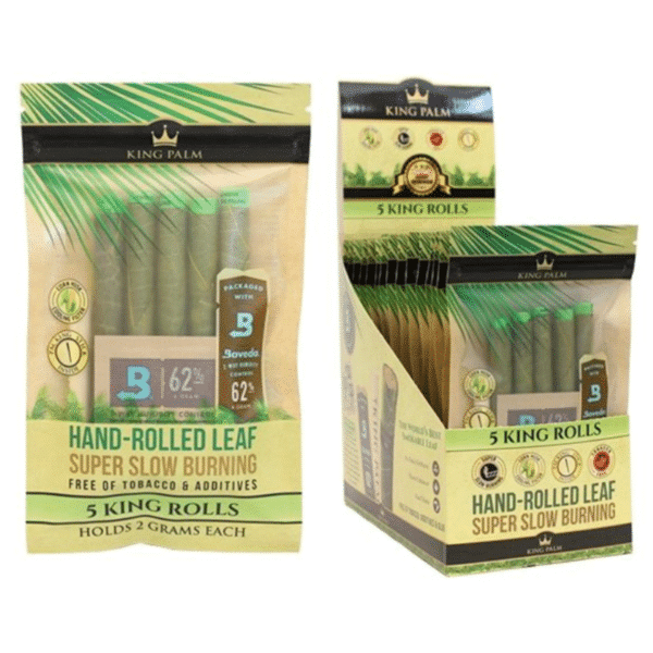 King Palm 5PK King Size Rolls With Boveda Packs (15 Count Display)