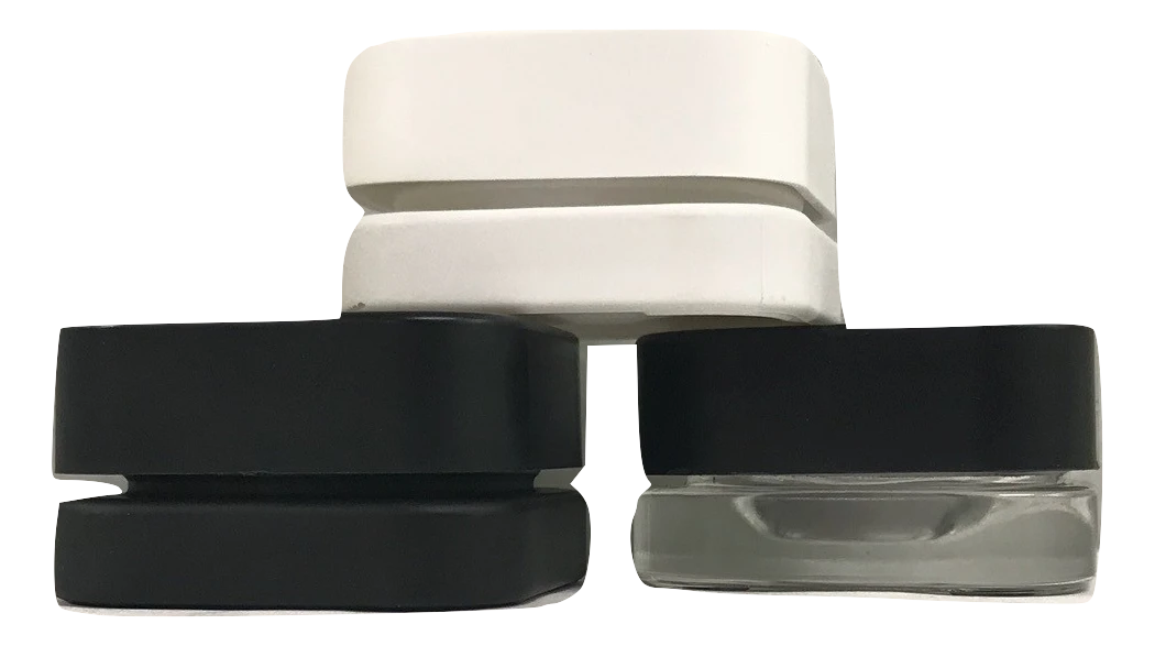 SAMPLE of Qube 9mL Square Glass Concentrate Jar - Clear, Opaque Black, or Opaque White Child Resistant - (1 Count SAMPLE)