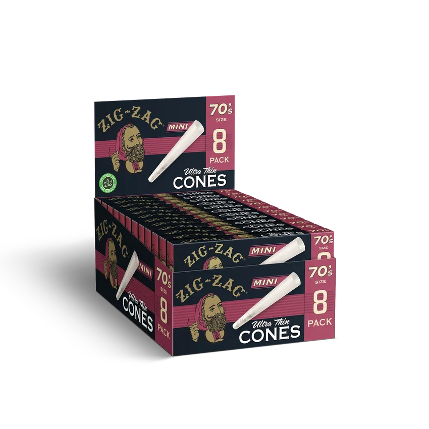 Zig-Zag 70's Ultra Thin Cones 18 Per Pack - (8 Count Per Bulk Cones Display)