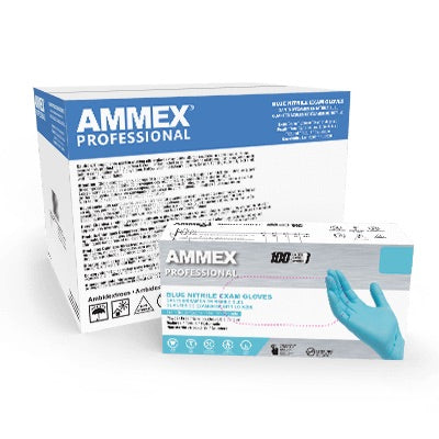 AMMEX Professional Blue Nitrile PF Exam Gloves (Cs of 1000) - Smoke N’ Poke