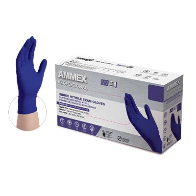 AMMEX Professional Indigo Nitrile PF Exam Gloves(Cs of 1000) - Smoke N’ Poke