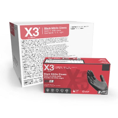 X3 by AMMEX Black Nitrile PF Industrial Gloves - Smoke N’ Poke