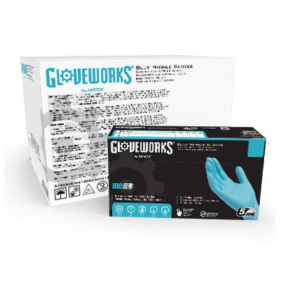 Gloveworks by AMMEX Industrial Blue Nitrile Gloves (Case of 1000) - Smoke N’ Poke