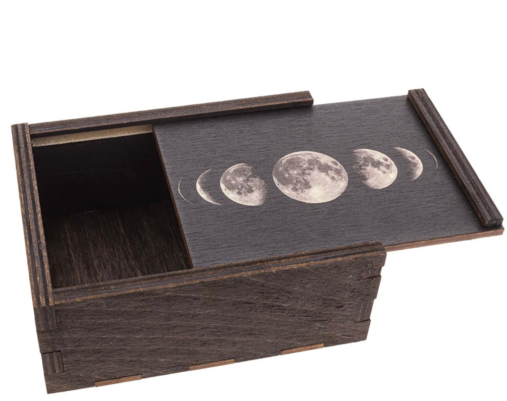 Moon Phases Small Wooden Stash Box - Smoke N’ Poke