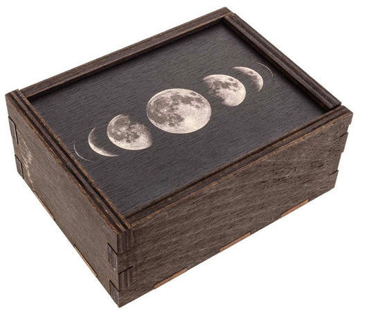 Moon Phases Small Wooden Stash Box - Smoke N’ Poke