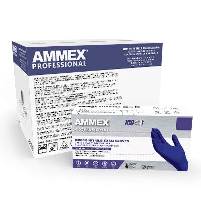AMMEX Professional Indigo Nitrile PF Exam Gloves(Cs of 1000) - Smoke N’ Poke