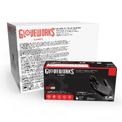 Gloveworks by AMMEX Industrial Black Nitrile Gloves (Cs of 1000) - Smoke N’ Poke