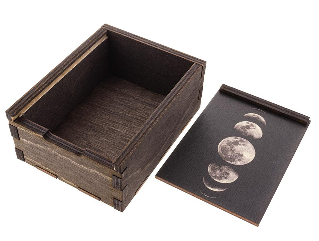 Moon Phases Small Wooden Stash Box - Smoke N’ Poke
