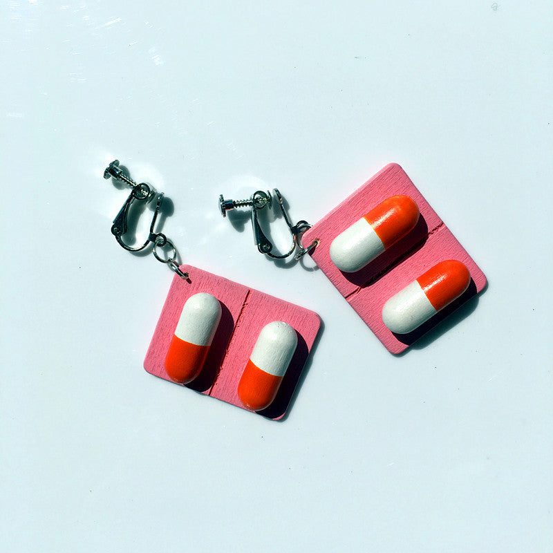 Capsule pills funny funny earrings