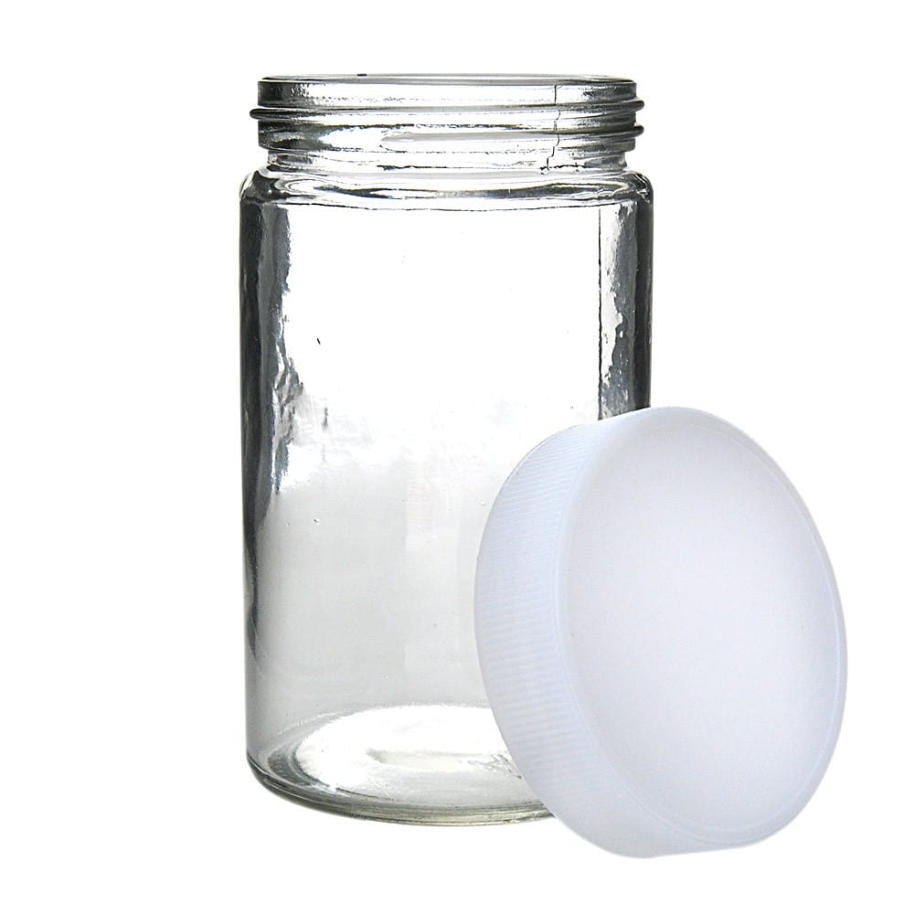 10oz Glass Jar With Lid - Available In Black Or White Lid - (36 Count)