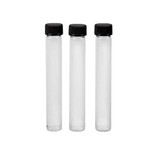 116mm Loud Lock Clear Glass Blunt Tube w/ Plastic Black Cap ON TUBE - (250 Count)