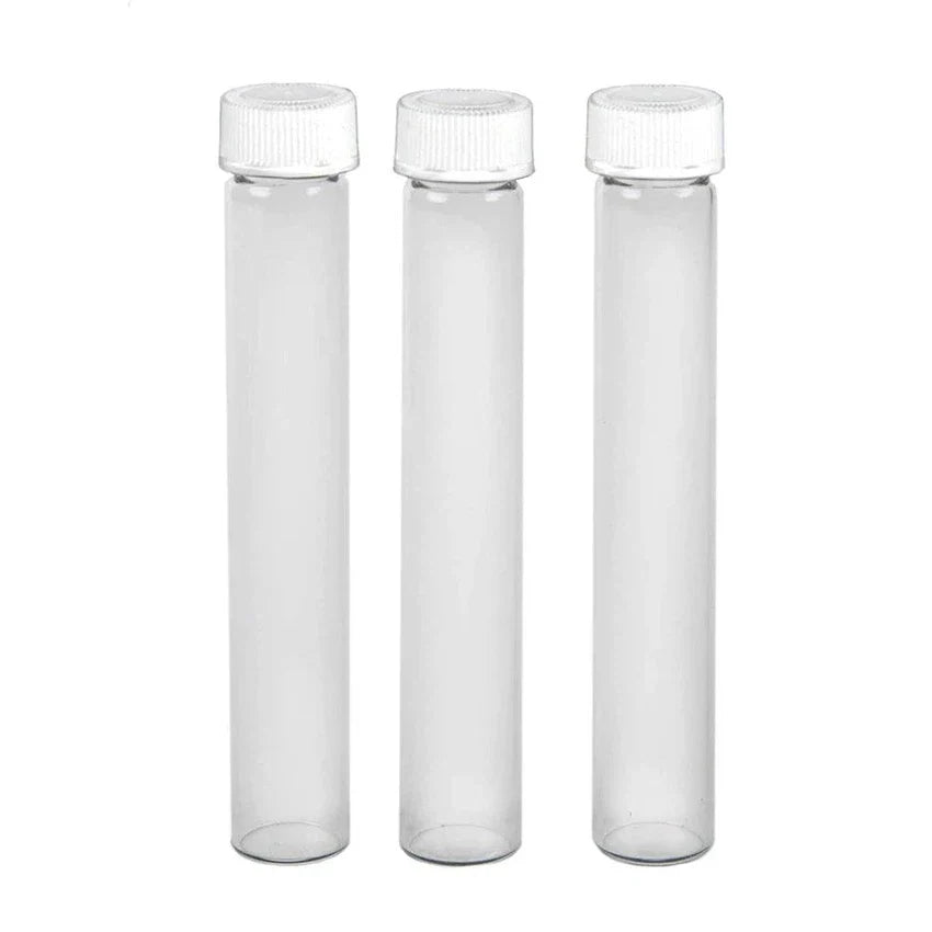 116mm Loud Lock Clear Glass Blunt Tube w/ Plastic White Cap ON TUBE - (250 Count)