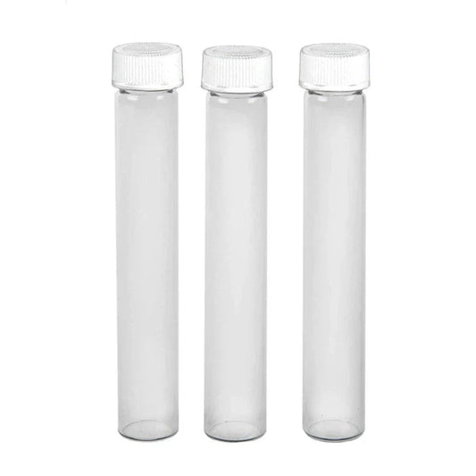 116mm Loud Lock Clear Glass Blunt Tube w/ Plastic White Cap ON TUBE - (250 Count)