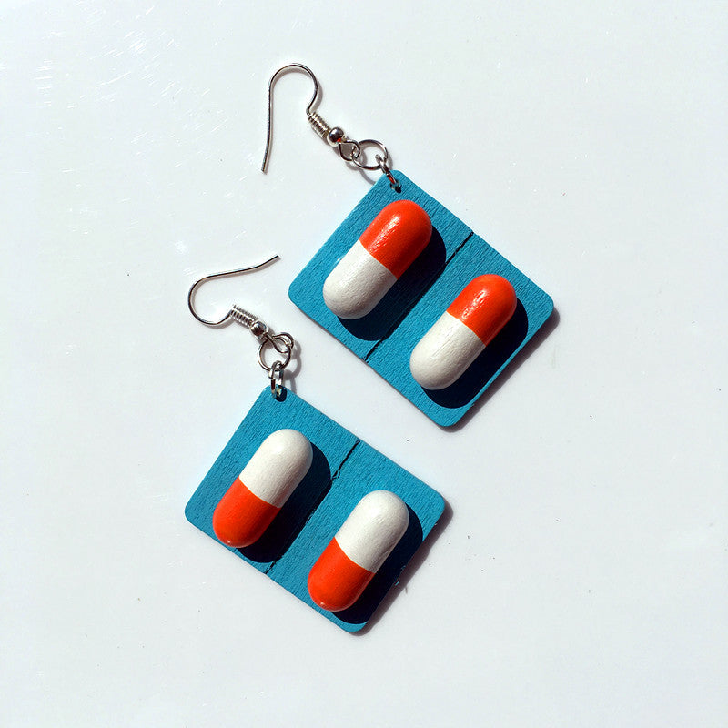 Capsule pills funny funny earrings