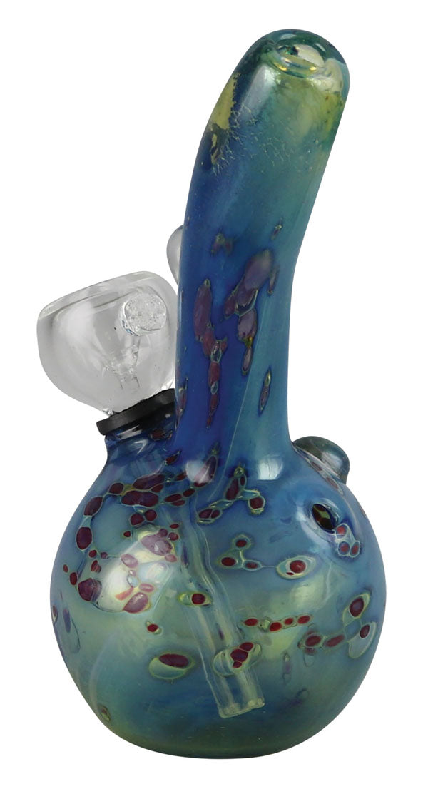 Double Glass Water Pipe- 5.25" / Grommet / Blue w/ Red Spots