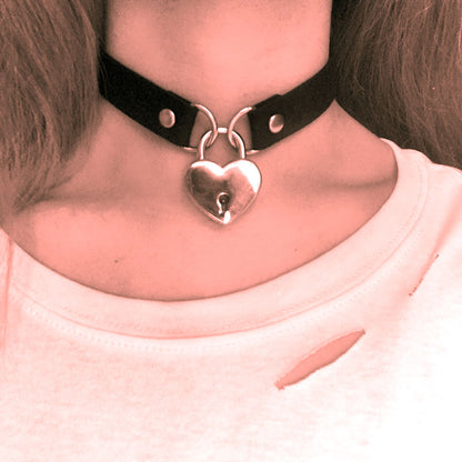 Gothic Heart Chain Choker Collar bdsm leather choker Bondage cosplay Gothic jewelry women gothic necklace Harajuku accessories - Smoke N’ Poke