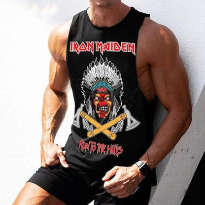 Sleeveless Iron Maiden Printed Tank Top T-shirt