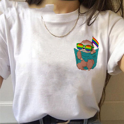 Camisetas de mujer con estampado Kawaii de perezoso