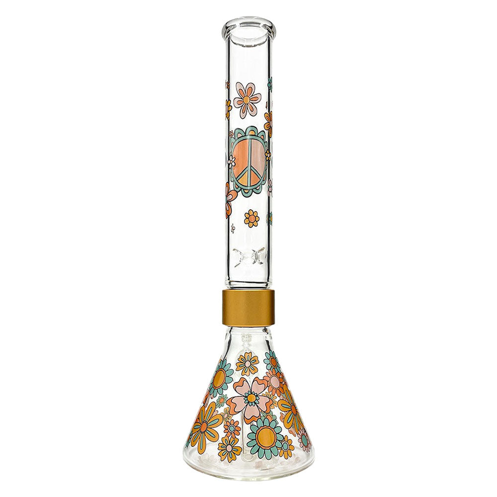 Prism Flower Power Tall Beaker Single Stack Water Pipe | 18" | 14mm F - Smoke N’ Poke