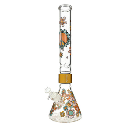 Prism Flower Power Tall Beaker Single Stack Water Pipe | 18" | 14mm F - Smoke N’ Poke