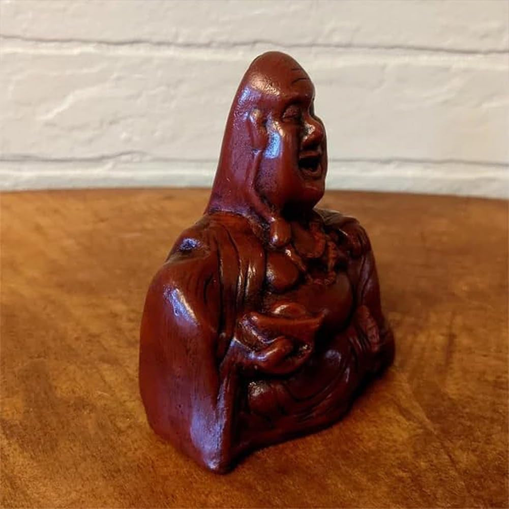 Middle Finger Smiling Buddha Statue Resin Craft Ornament