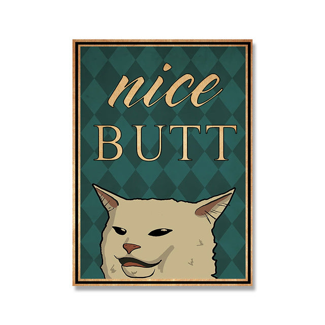 Black Cat Butt Napkin Poster Nordic Canvas Painting