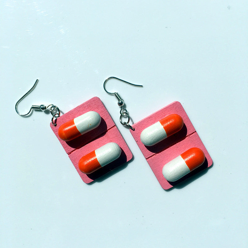 Capsule pills funny funny earrings