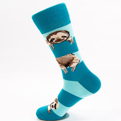 Autumn And Winter New Socks Cotton Sloth Pattern Fashion Middle