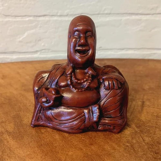 Estatua de Buda sonriente con dedo medio, adorno artesanal de resina