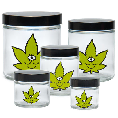 420 Science x Wokeface Clear Screw Top Jar - Toke Face - Smoke N’ Poke