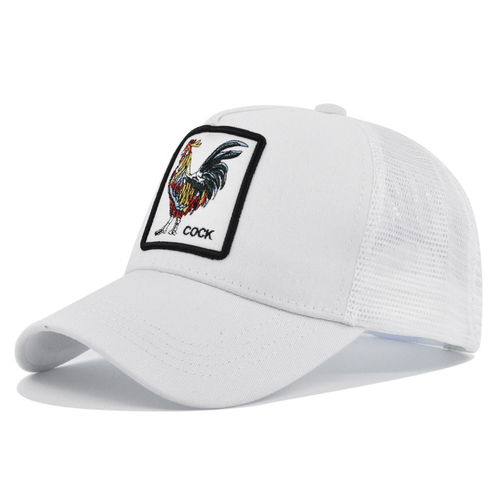 Gorra de malla de verano con gallo bordado para hombre ajustable