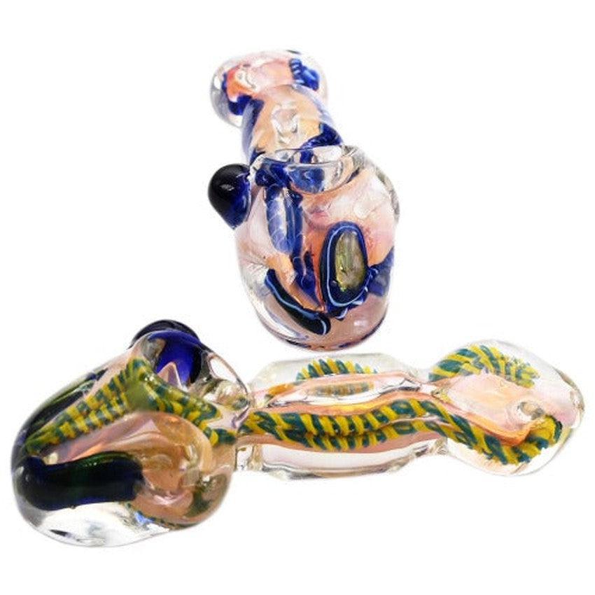 4.5" Ball In Center Gold Fumed Hand Pipe - Design May Vary - (1 Count)