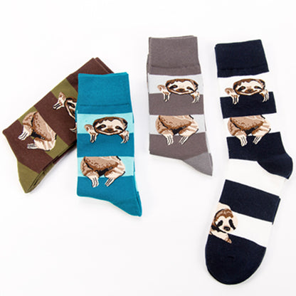 Autumn And Winter New Socks Cotton Sloth Pattern Fashion Middle