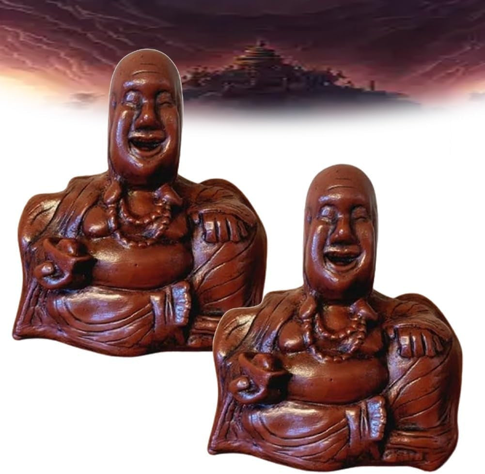 Middle Finger Smiling Buddha Statue Resin Craft Ornament