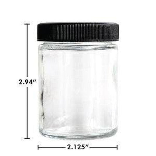 4oz Glass Jar Screw Top - Clear Jar with Black Lid (90 - 9,000 Count)