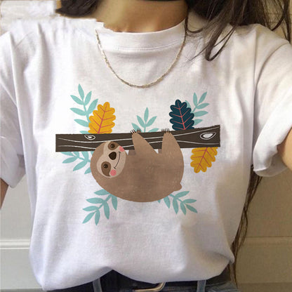 Camisetas de mujer con estampado Kawaii de perezoso