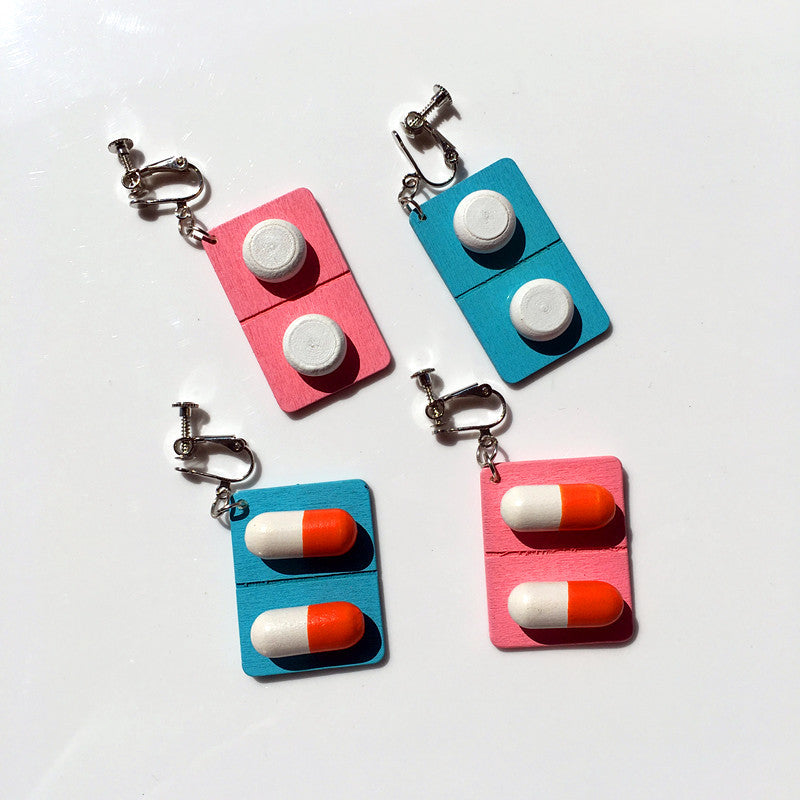 Capsule pills funny funny earrings