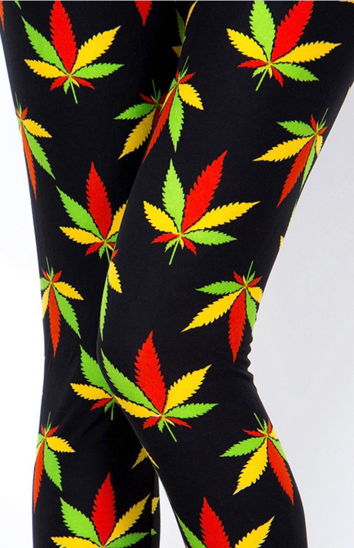 Multi Color Hemp Leaf Leggings - Smoke N’ Poke