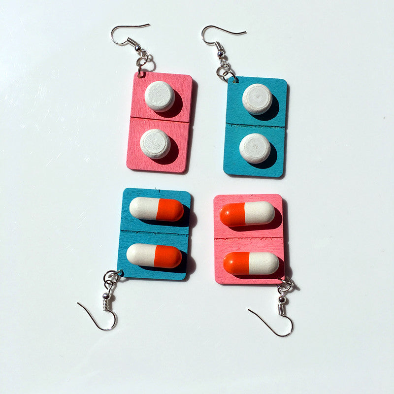 Capsule pills funny funny earrings