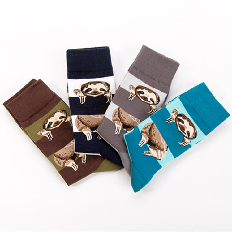 Autumn And Winter New Socks Cotton Sloth Pattern Fashion Middle