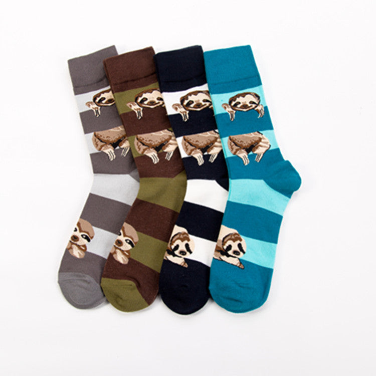 Autumn And Winter New Socks Cotton Sloth Pattern Fashion Middle